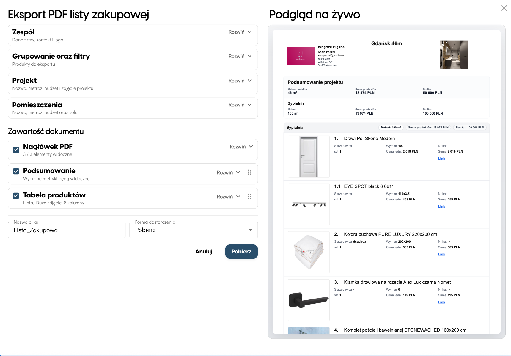 Budżet i&nbsp;kosztorys projektu wnętrza w&nbsp;aplikacji H2Home
